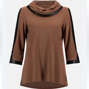Joseph Ribkoff Rust Brown Tunic with Black Contrast Trim